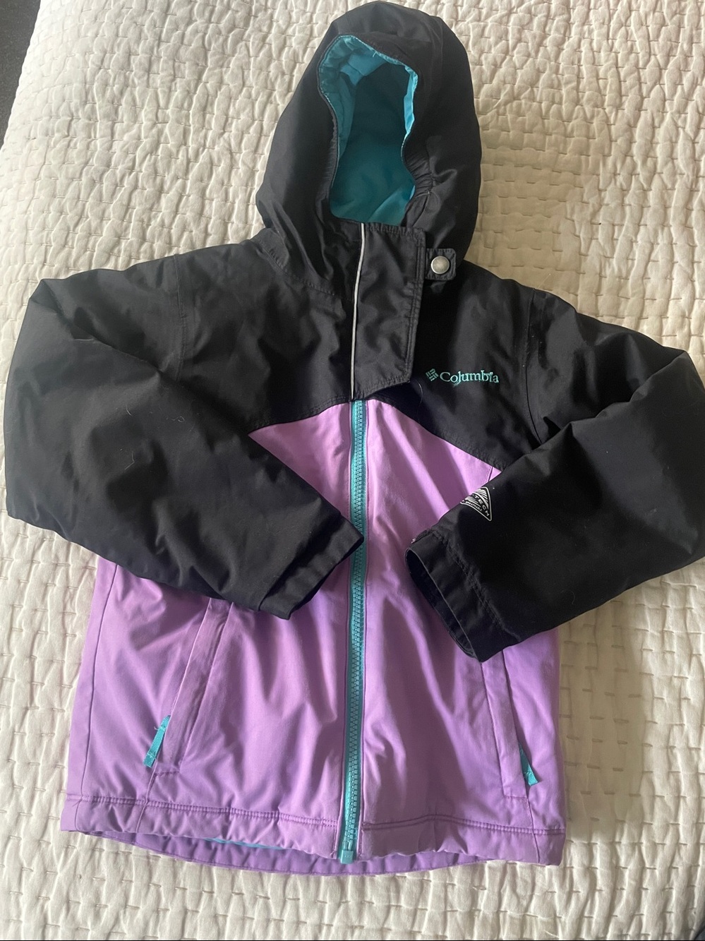 Columbia Girls Ski Jacket size XS 6 Omni-tech hood black purple
